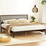 Artiss Bed Frame King Size Wooden Base Mattress Platform Timber Walnut VISE - Furniture > Bedroom