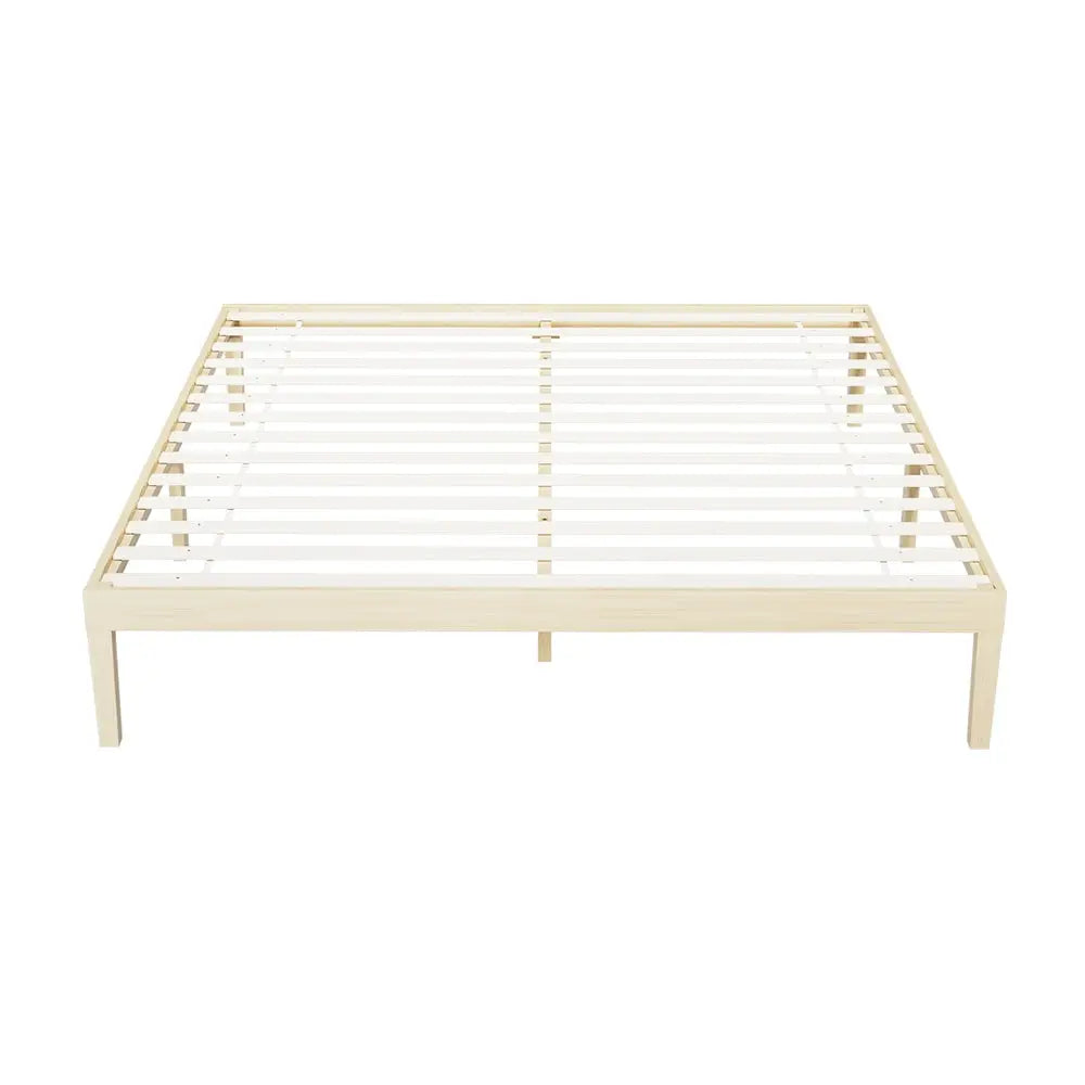 Artiss Bed Frame King Size Wooden Base Mattress Platform Timber Pine BRUNO - Furniture > Bedroom
