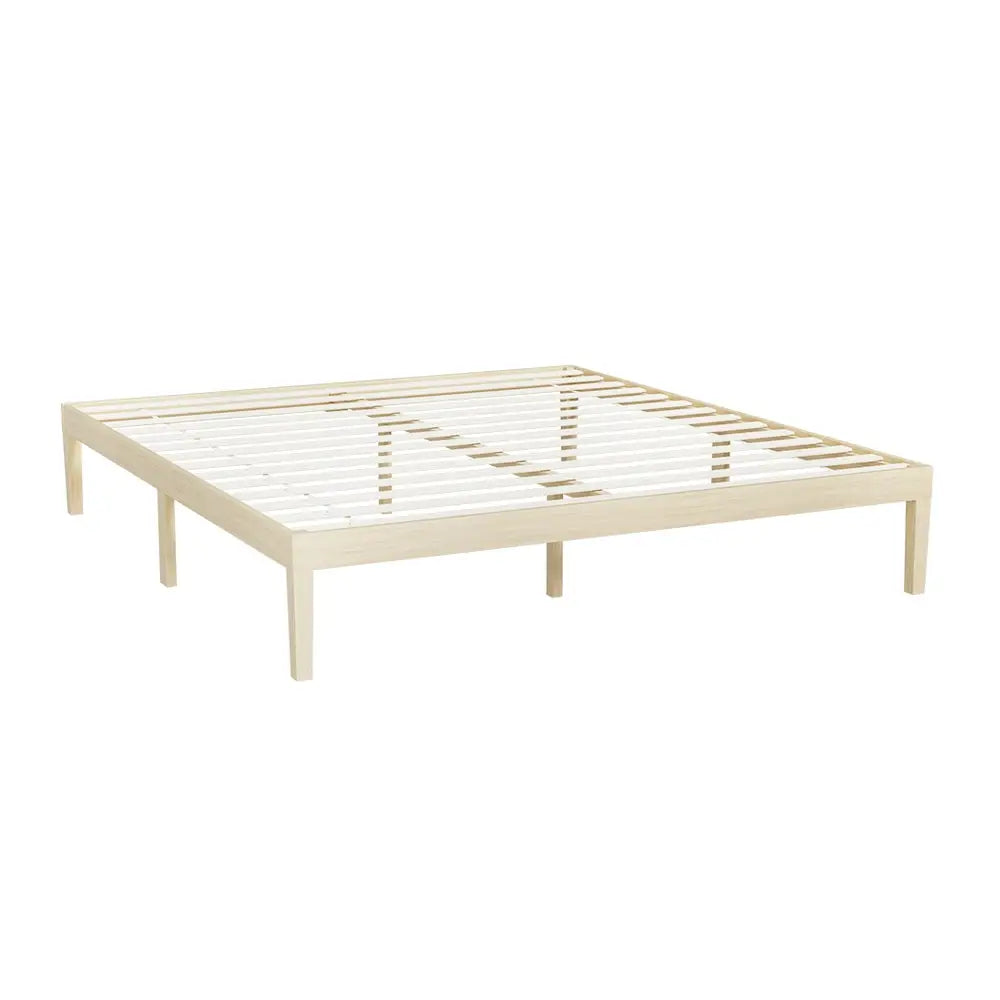 Artiss Bed Frame King Size Wooden Base Mattress Platform Timber Pine BRUNO - Furniture > Bedroom