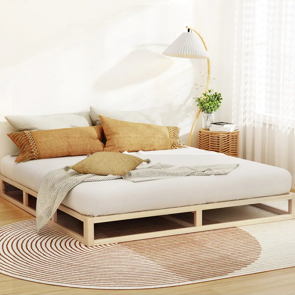 Artiss Bed Frame King Size Wooden Base Mattress Platform Timber Pine KALAM - Furniture > Bedroom