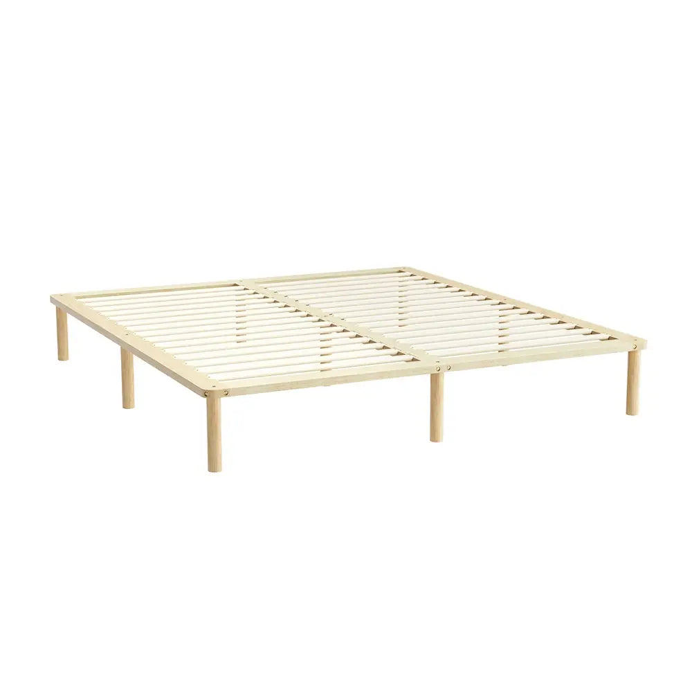 Artiss Bed Frame King Size Wooden Base Mattress Platform Timber Pine AMBA - Furniture > Bedroom