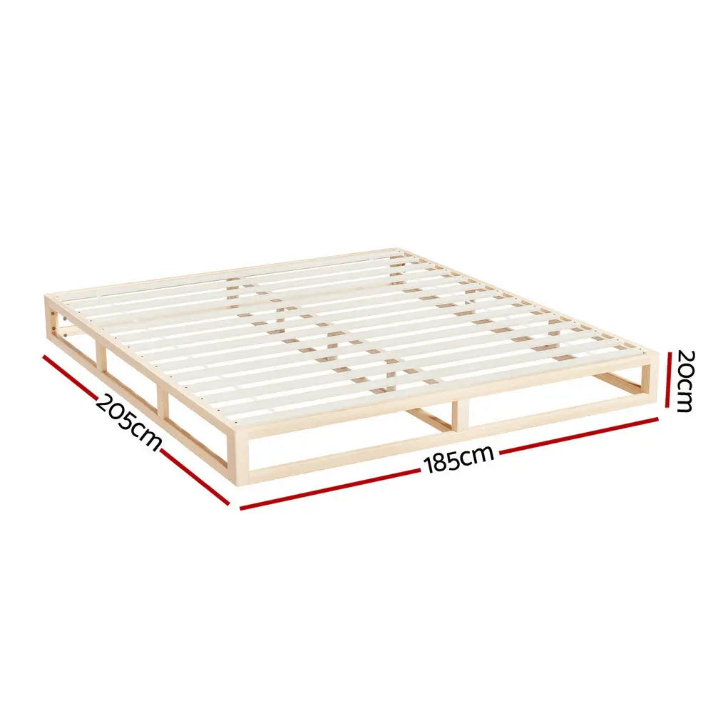 Artiss Bed Frame King Size Wooden Base Mattress Platform Timber Pine KALAM - Furniture > Bedroom