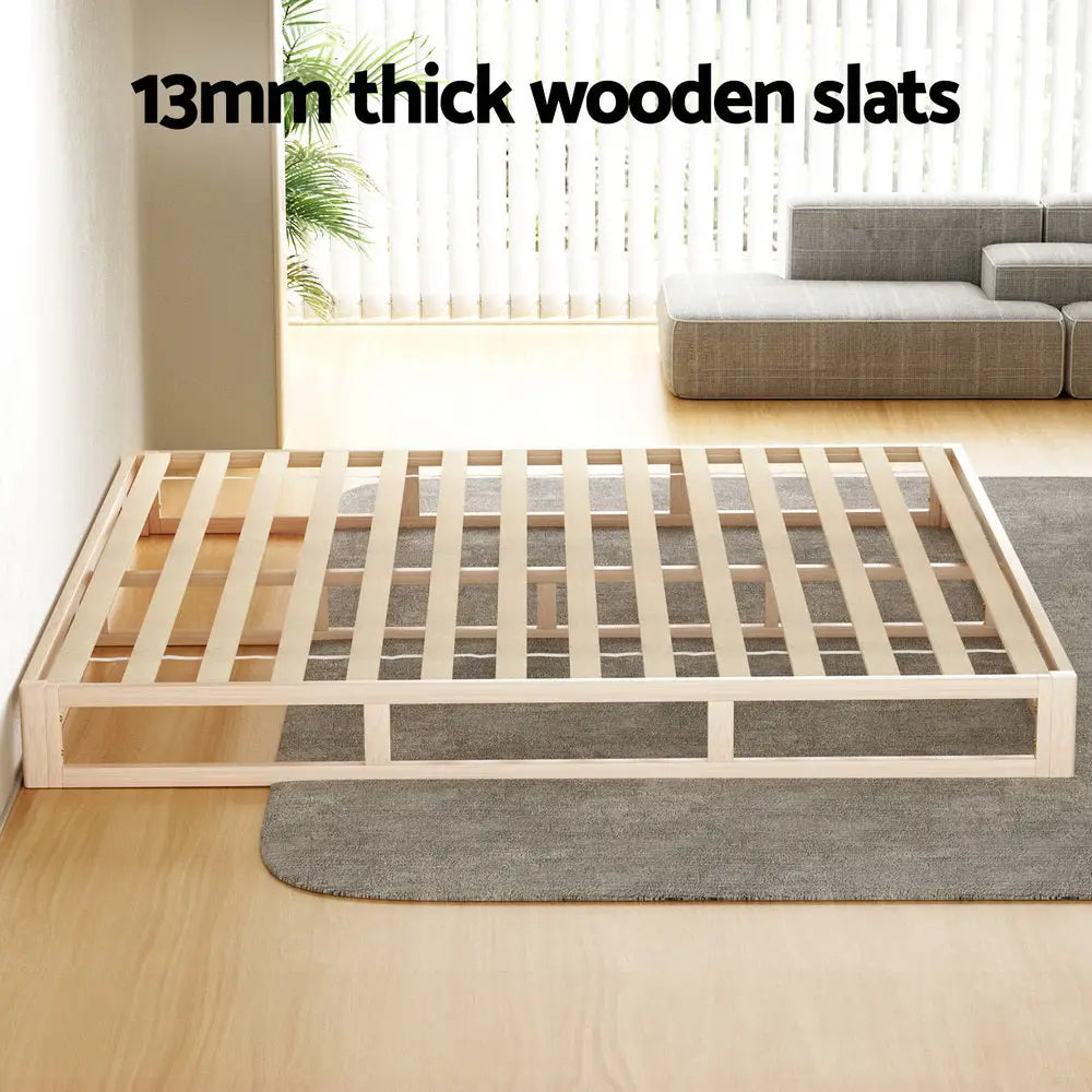 Artiss Bed Frame King Size Wooden Base Mattress Platform Timber Pine KALAM - Furniture > Bedroom