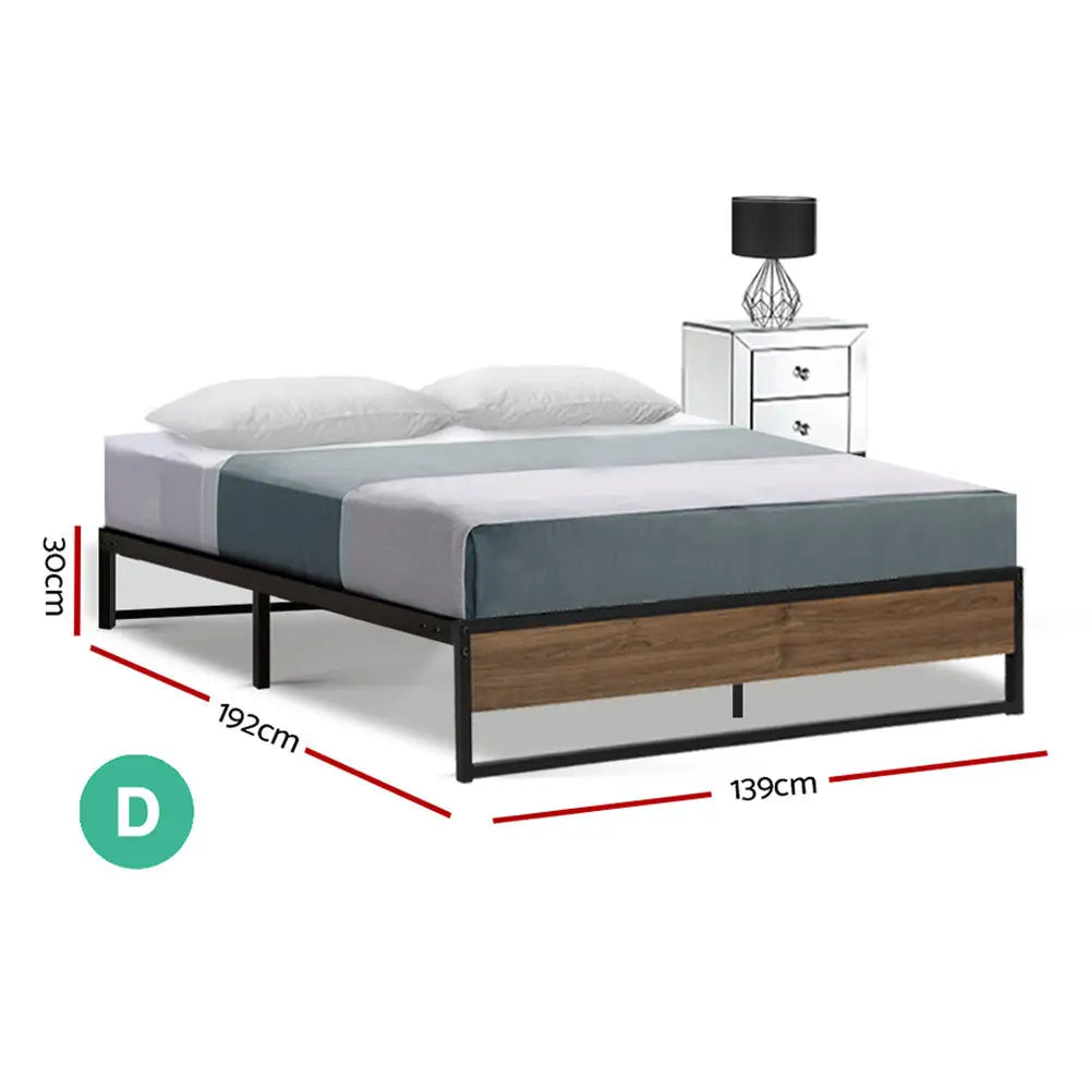 Artiss Bed Frame Metal Frame Bed Base OSLO - Double - Furniture > Bedroom