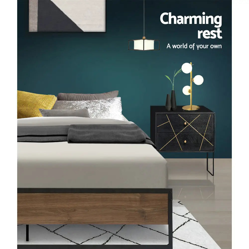 Artiss Bed Frame Metal Frame Bed Base OSLO - Double - Furniture > Bedroom