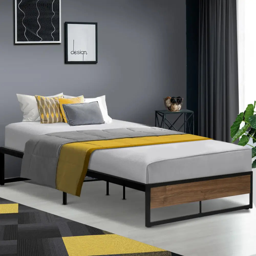 Artiss Bed Frame Metal Frame Bed Base OSLO - King Single - Furniture > Bedroom