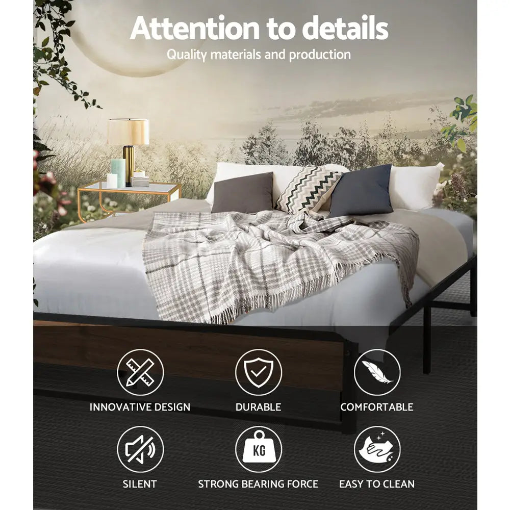 Artiss Bed Frame Metal Frame Bed Base OSLO - Queen - Furniture > Bedroom