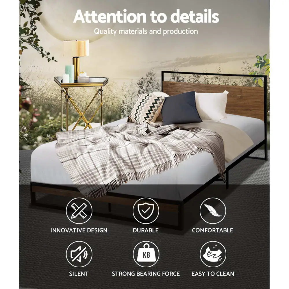 Artiss Bed Frame Metal Frame DANE - King Single - Furniture > Bedroom