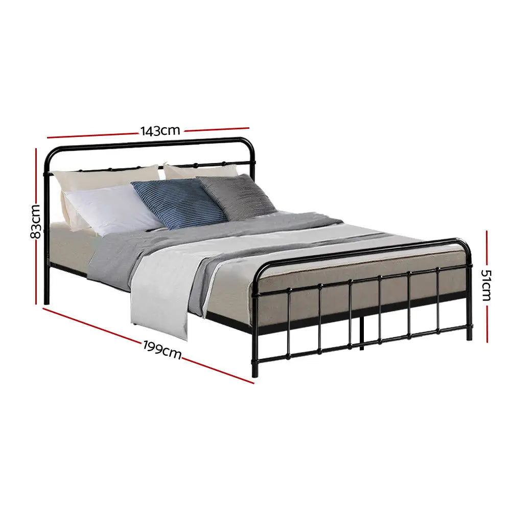 Artiss Bed Frame Metal Frames LEO - Double (Black) - Furniture > Bedroom