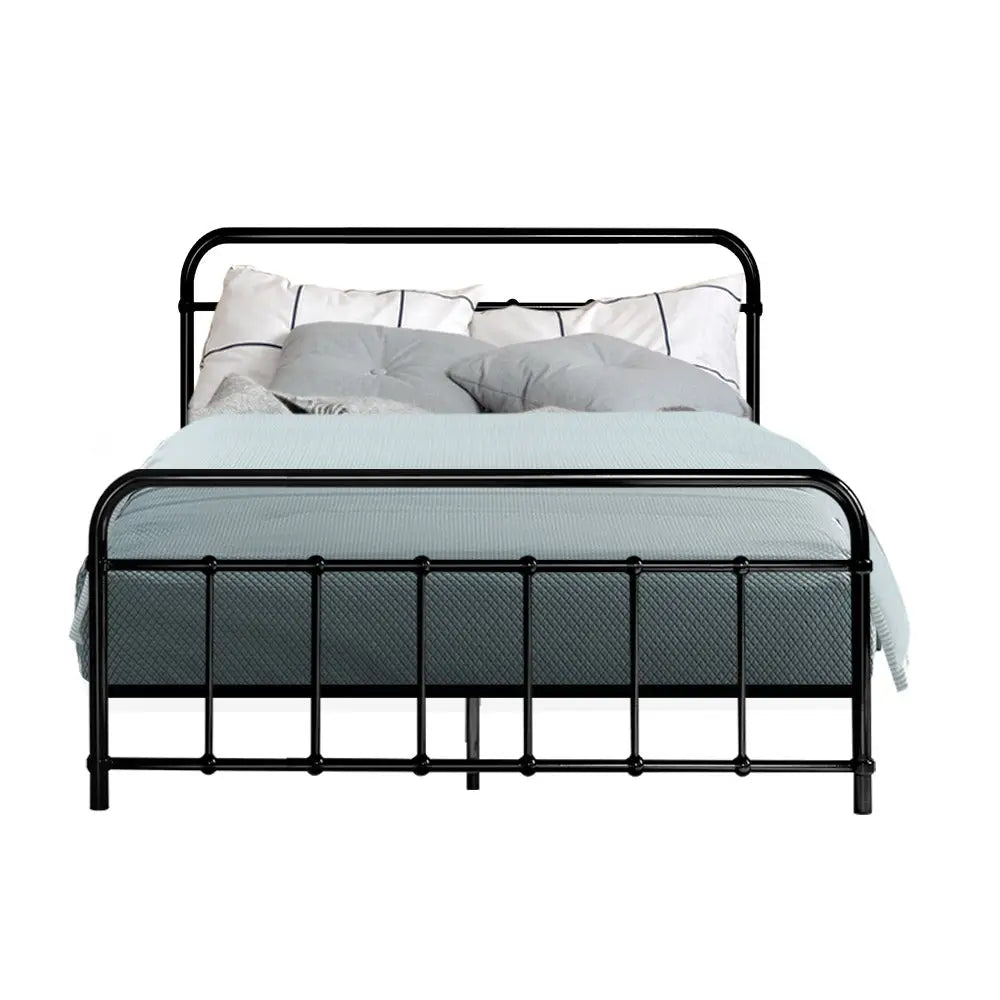 Artiss Bed Frame Metal Frames LEO - Double (Black) - Furniture > Bedroom