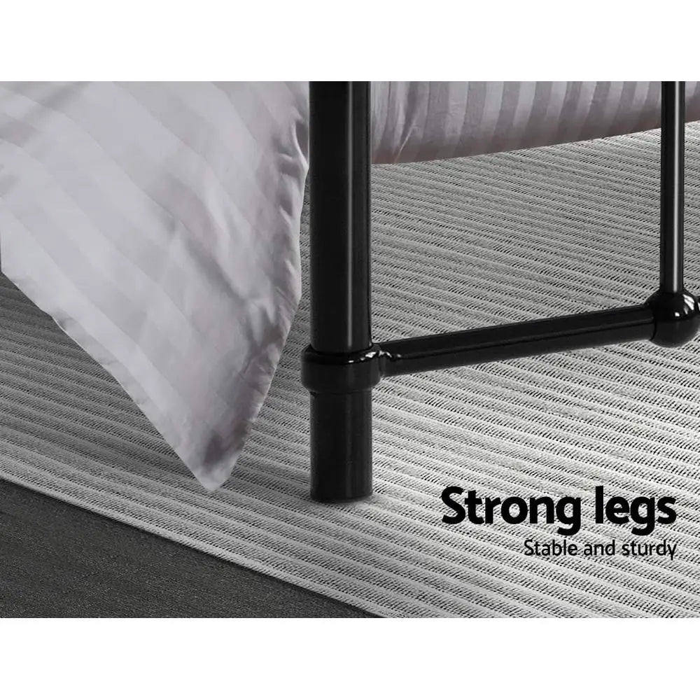 Artiss Bed Frame Metal Frames LEO - Double (Black) - Furniture > Bedroom