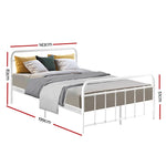Artiss Bed Frame Metal Frames LEO - Double (White) - Furniture > Bedroom