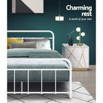 Artiss Bed Frame Metal Frames LEO - Double (White) - Furniture > Bedroom