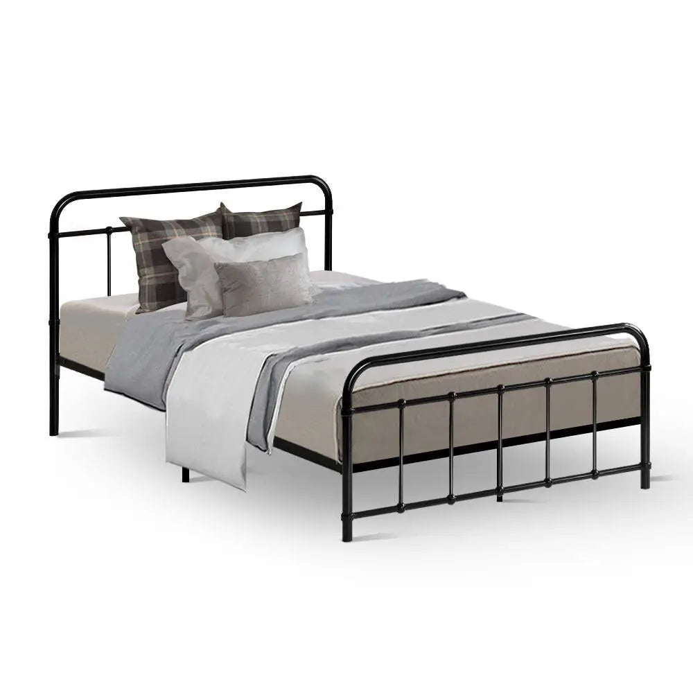 Artiss Bed Frame Metal Frames LEO - King Single(Black) - Furniture > Bedroom
