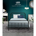 Artiss Bed Frame Metal Frames LEO - King Single(Black) - Furniture > Bedroom