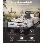 Artiss Bed Frame Metal Frames LEO - King Single(Black) - Furniture > Bedroom