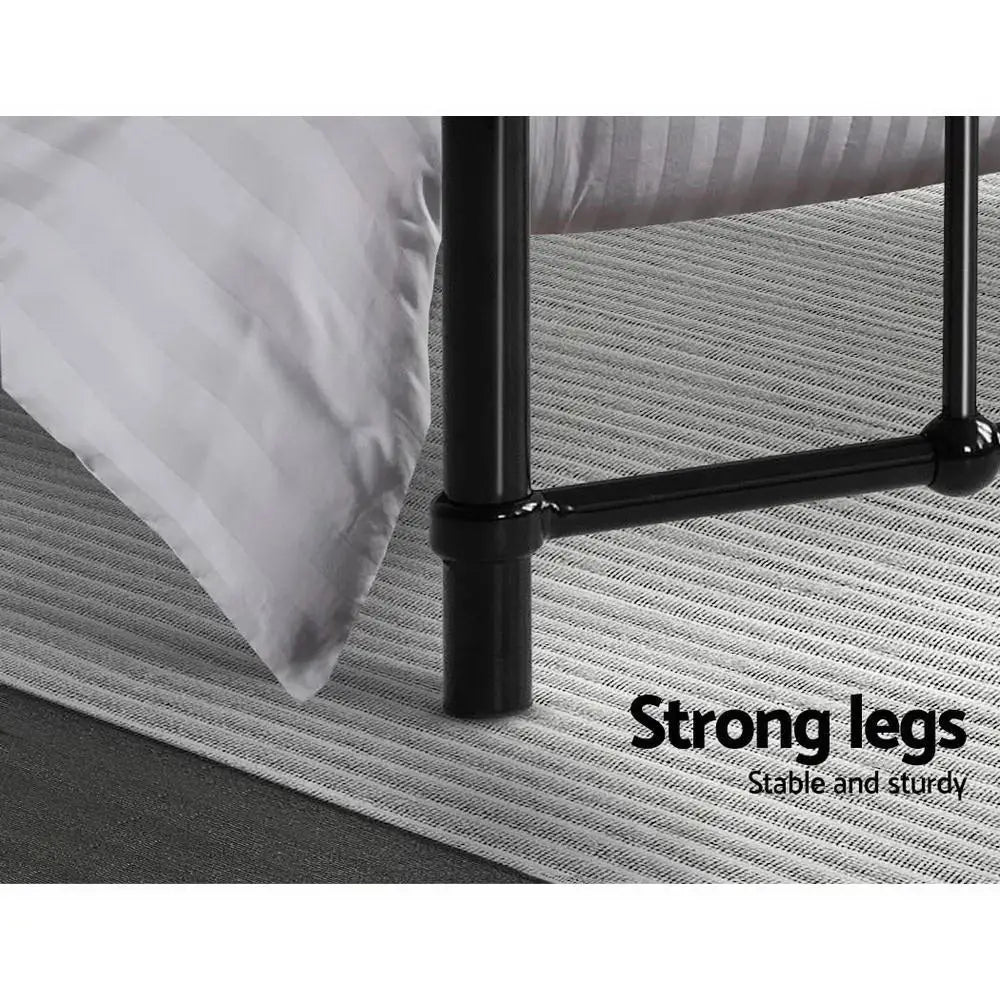 Artiss Bed Frame Metal Frames LEO - Queen (Black) - Furniture > Bedroom