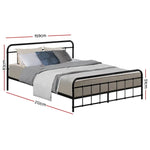 Artiss Bed Frame Metal Frames LEO - Queen (Black) - Furniture > Bedroom