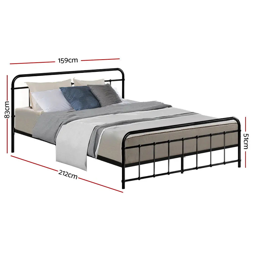 Artiss Bed Frame Metal Frames LEO - Queen (Black) - Furniture > Bedroom