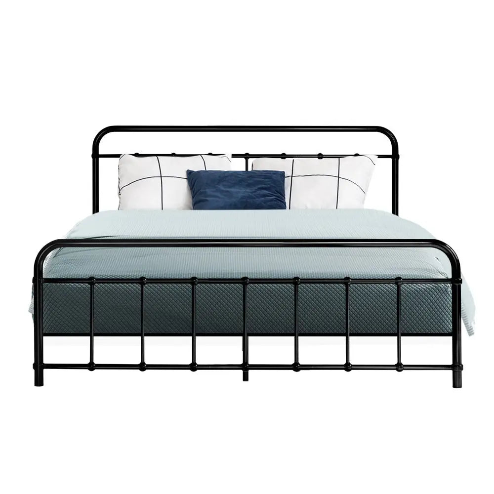 Artiss Bed Frame Metal Frames LEO - Queen (Black) - Furniture > Bedroom