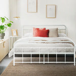 Artiss Bed Frame Metal Frames LEO - Queen (White) - Furniture > Bedroom