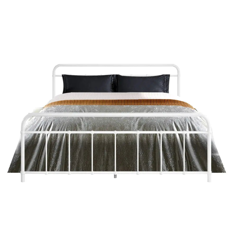 Artiss Bed Frame Metal Frames LEO - Queen (White) - Furniture > Bedroom