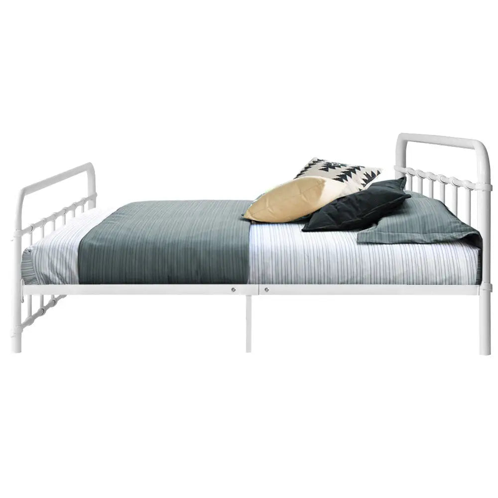 Artiss Bed Frame Metal Frames LEO - Queen (White) - Furniture > Bedroom