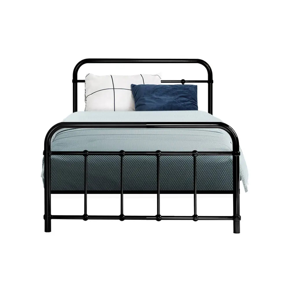 Artiss Bed Frame Metal Frames LEO - Single (Black) - Furniture > Bedroom