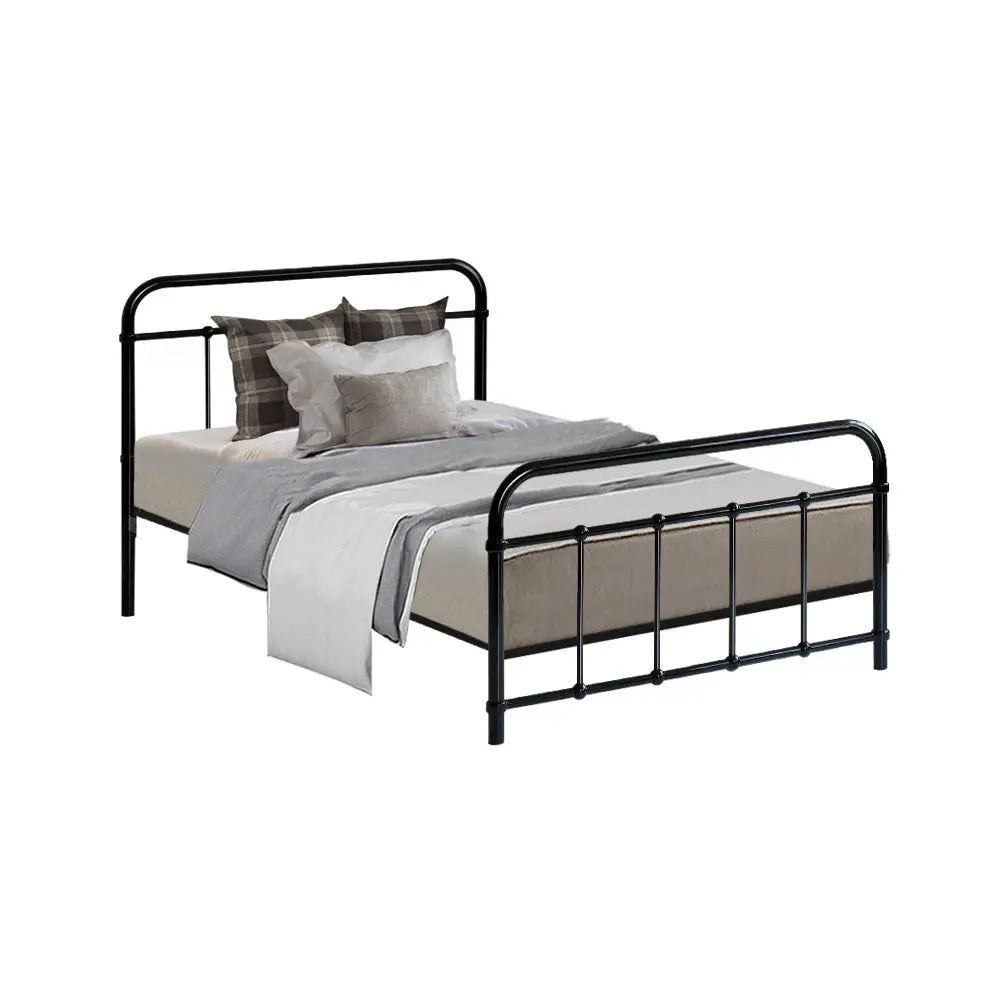 Artiss Bed Frame Metal Frames LEO - Single (Black) - Furniture > Bedroom