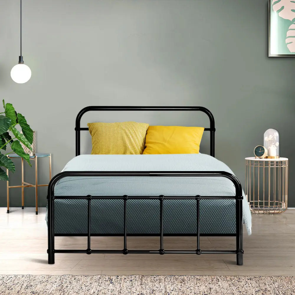 Artiss Bed Frame Metal Frames LEO - Single (Black) - Furniture > Bedroom