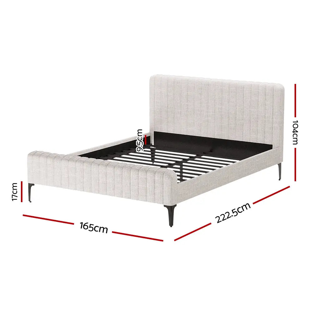 Artiss Bed Frame Queen Size Beige AMMY - Furniture > Bedroom