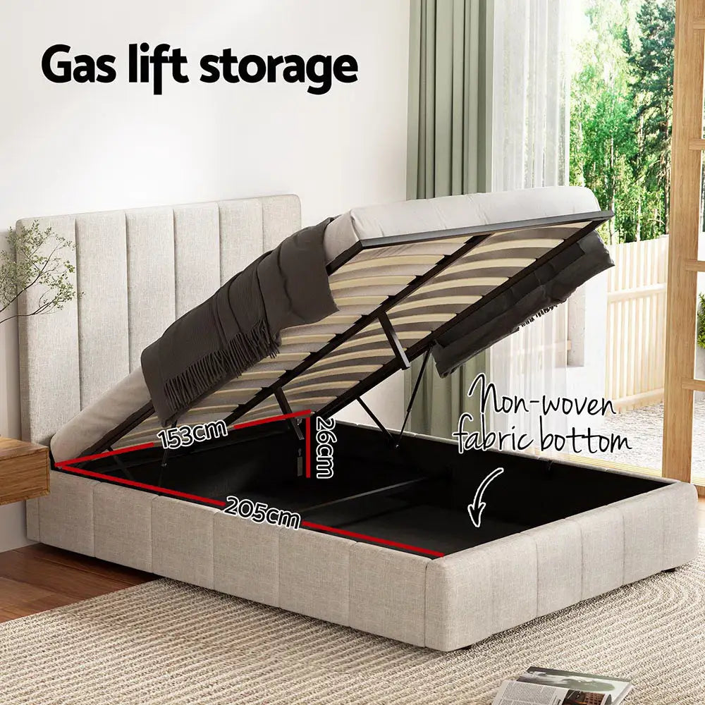 Artiss Bed Frame Queen Size Beige TETTE - Furniture > Bedroom
