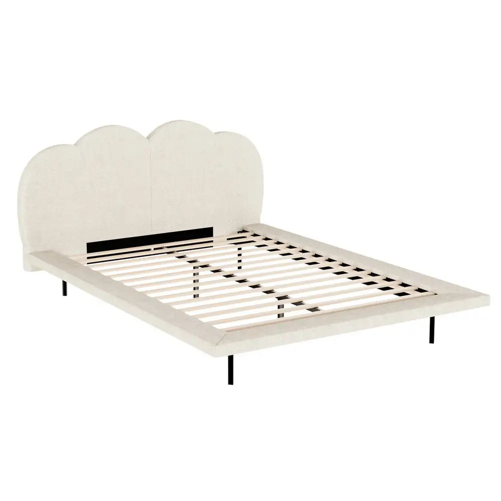 Artiss Bed Frame Queen Size Boucle Beige SASA - Furniture > Bedroom