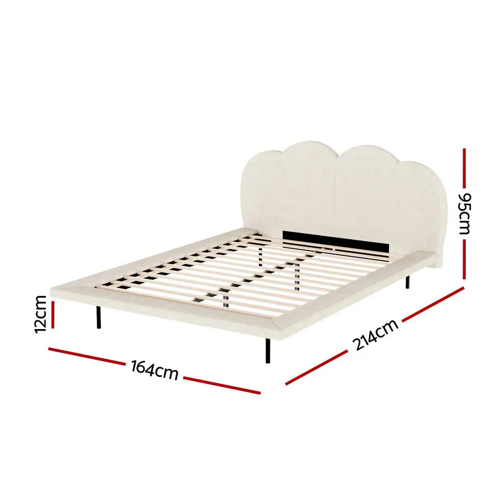 Artiss Bed Frame Queen Size Boucle Beige SASA - Furniture > Bedroom