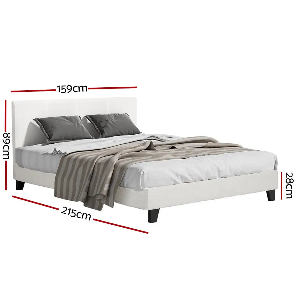 Artiss Bed Frame Queen Size Boucle NEO - Furniture > Bedroom > Beds & Bed Frames