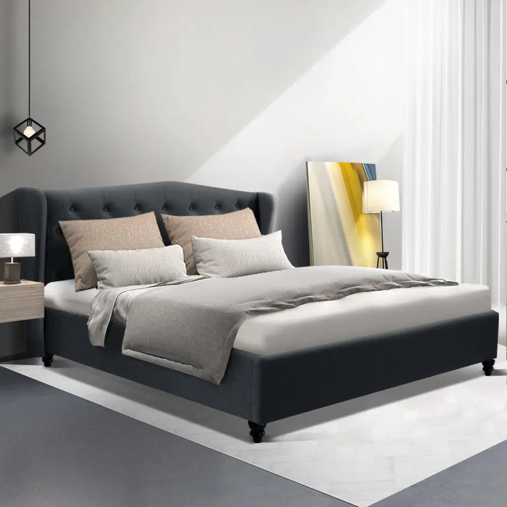 Artiss Bed Frame Queen Size Charcoal PIER - Furniture > Bedroom > Beds & Bed Frames