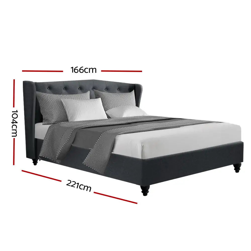 Artiss Bed Frame Queen Size Charcoal PIER - Furniture > Bedroom > Beds & Bed Frames