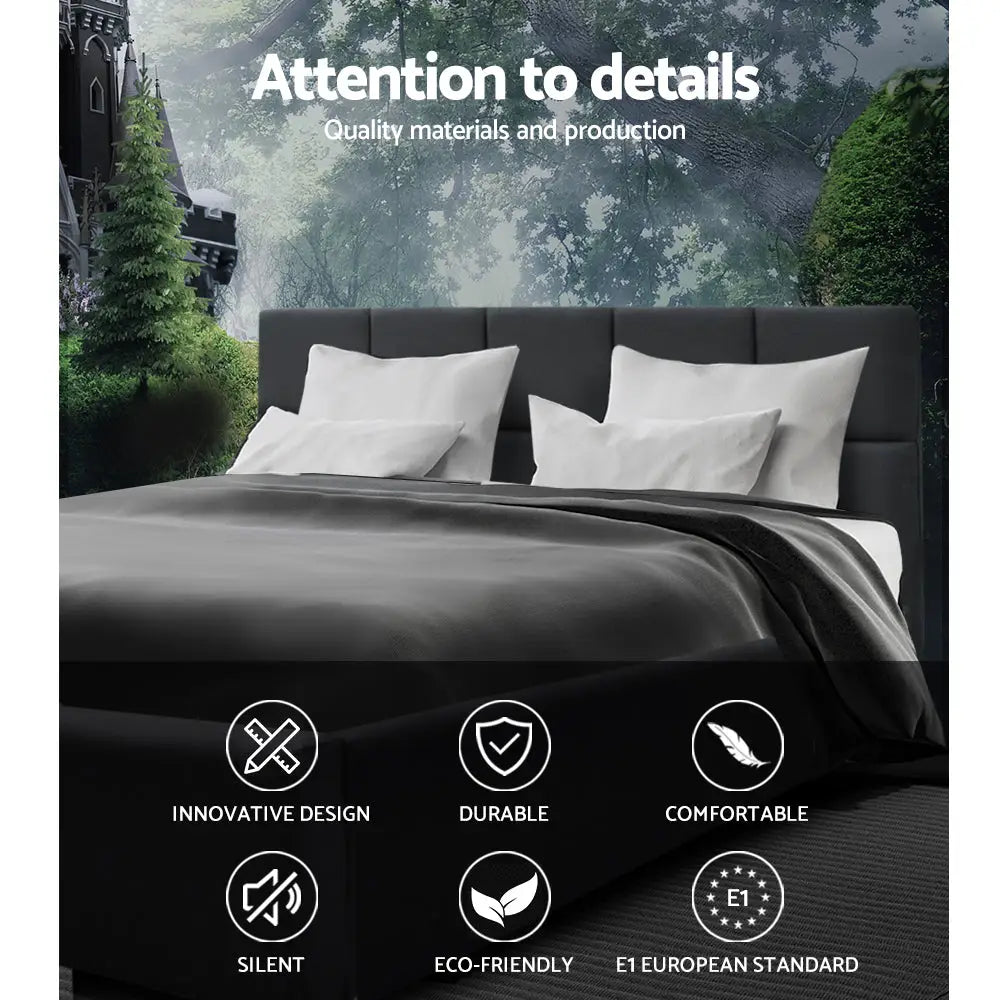 Artiss Bed Frame Queen Size Charcoal TINO - Furniture > Bedroom