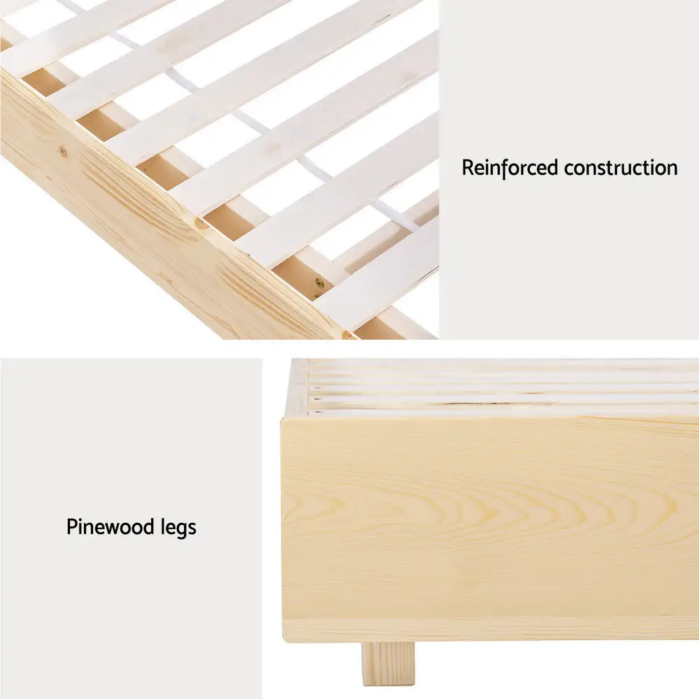 Artiss Bed Frame Queen Size Floating Wooden Mattress Base Platform Timber ODIN - Furniture > Bedroom > Beds & Bed Frames