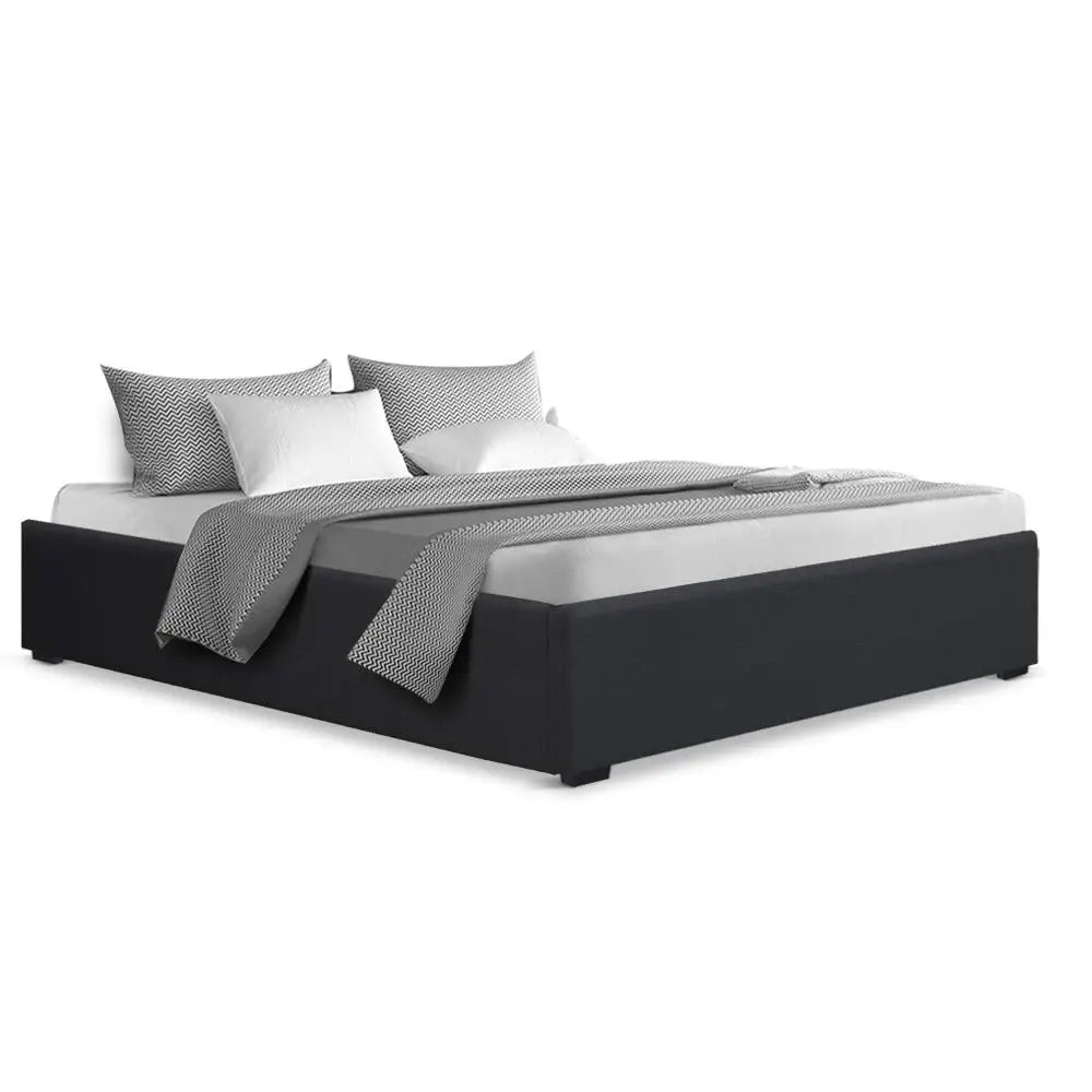 Artiss Bed Frame Queen Size Gas Lift Base Charcoal TOKI - Furniture > Bedroom