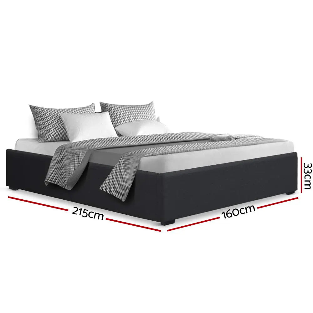 Artiss Bed Frame Queen Size Gas Lift Base Charcoal TOKI - Furniture > Bedroom