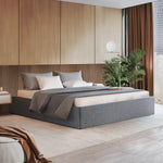 Artiss Bed Frame Queen Size Gas Lift Base Grey TOKI - Furniture > Bedroom