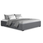 Artiss Bed Frame Queen Size Gas Lift Base Grey TOKI - Furniture > Bedroom