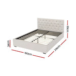 Artiss Bed Frame Queen Size Gas Lift Beige VILA - Furniture > Bedroom > Beds & Bed Frames