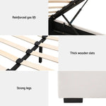 Artiss Bed Frame Queen Size Gas Lift Beige VILA - Furniture > Bedroom > Beds & Bed Frames