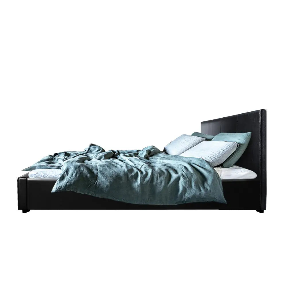 Artiss Bed Frame Queen Size Gas Lift Black NINO - Furniture > Bedroom