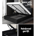 Artiss Bed Frame Queen Size Gas Lift Black NINO - Furniture > Bedroom