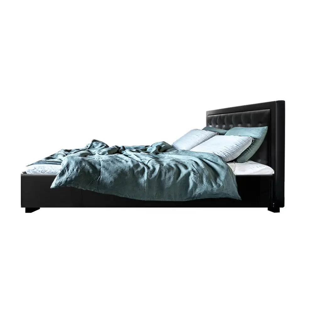 Artiss Bed Frame Queen Size Gas Lift Black TIYO - Furniture > Bedroom