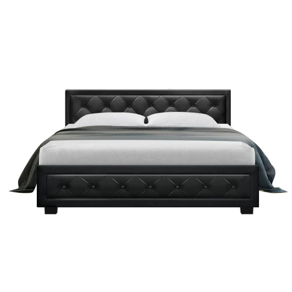 Artiss Bed Frame Queen Size Gas Lift Black TIYO - Furniture > Bedroom