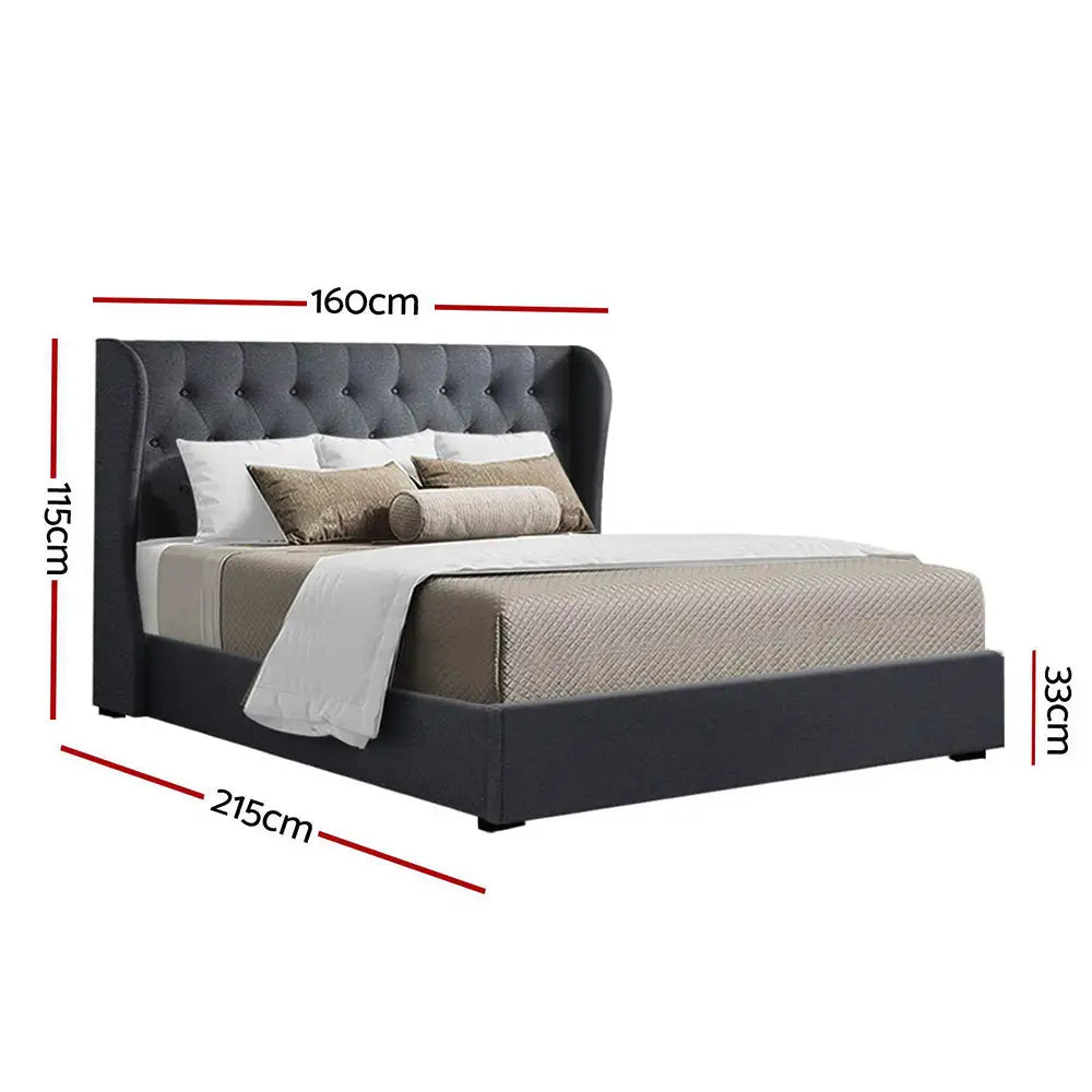 Artiss Bed Frame Queen Size Gas Lift Charcoal ISSA - Furniture > Bedroom